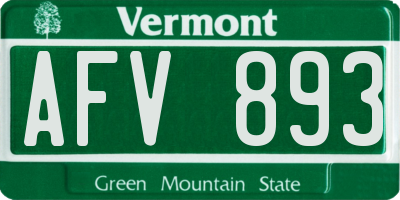 VT license plate AFV893