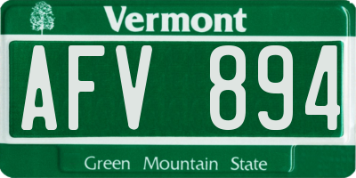 VT license plate AFV894