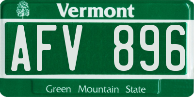 VT license plate AFV896