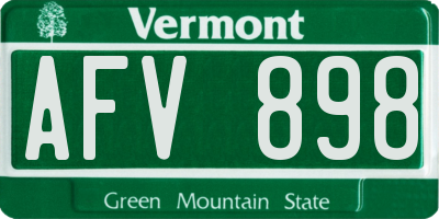 VT license plate AFV898