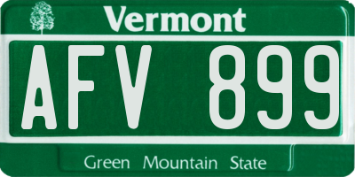 VT license plate AFV899