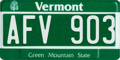 VT license plate AFV903