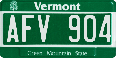 VT license plate AFV904