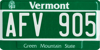 VT license plate AFV905