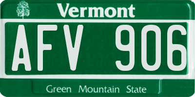 VT license plate AFV906