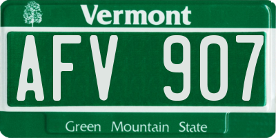 VT license plate AFV907