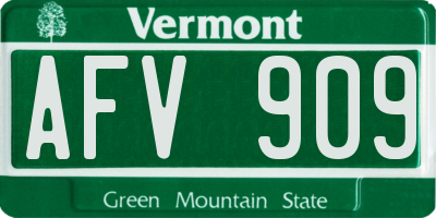 VT license plate AFV909