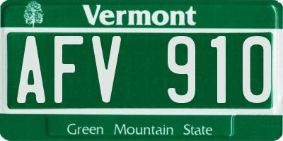 VT license plate AFV910