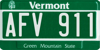 VT license plate AFV911