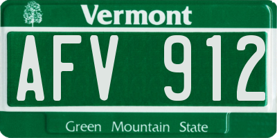 VT license plate AFV912