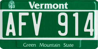 VT license plate AFV914