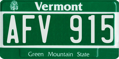 VT license plate AFV915