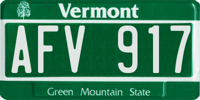 VT license plate AFV917
