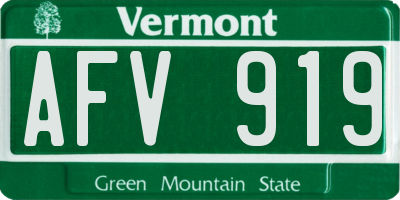 VT license plate AFV919