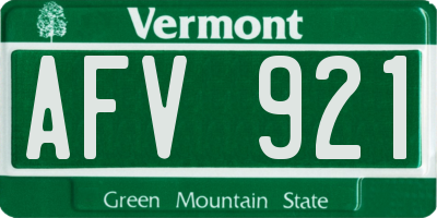 VT license plate AFV921