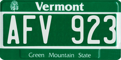 VT license plate AFV923