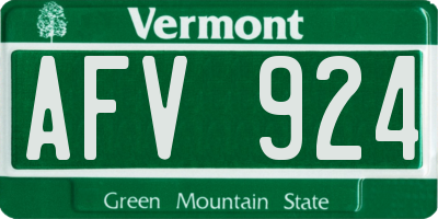 VT license plate AFV924