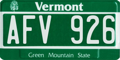 VT license plate AFV926