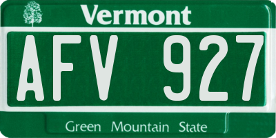 VT license plate AFV927