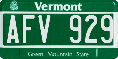 VT license plate AFV929