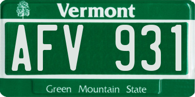 VT license plate AFV931
