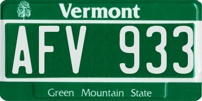 VT license plate AFV933