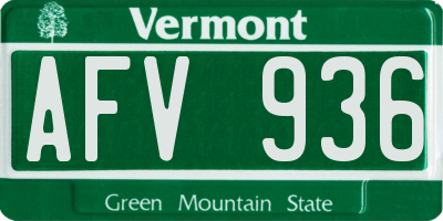 VT license plate AFV936