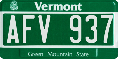 VT license plate AFV937
