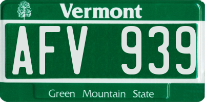 VT license plate AFV939