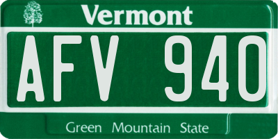 VT license plate AFV940