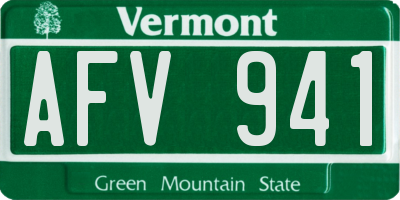 VT license plate AFV941