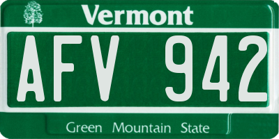 VT license plate AFV942
