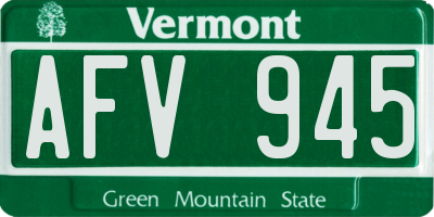 VT license plate AFV945