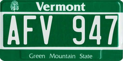VT license plate AFV947