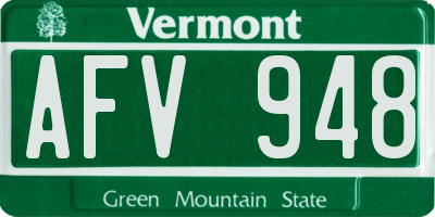 VT license plate AFV948