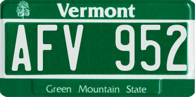 VT license plate AFV952