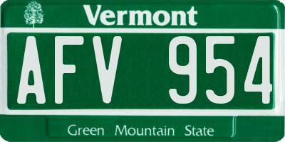 VT license plate AFV954
