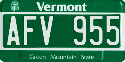 VT license plate AFV955