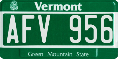 VT license plate AFV956