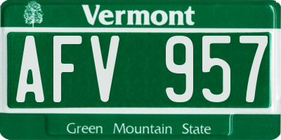 VT license plate AFV957