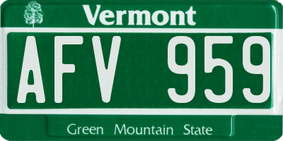 VT license plate AFV959