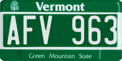 VT license plate AFV963