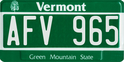 VT license plate AFV965