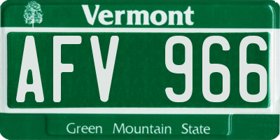 VT license plate AFV966