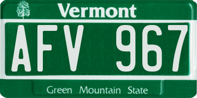 VT license plate AFV967