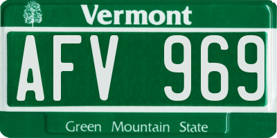 VT license plate AFV969