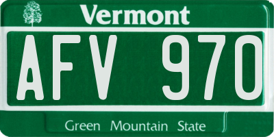 VT license plate AFV970