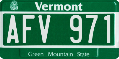 VT license plate AFV971