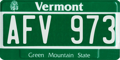 VT license plate AFV973