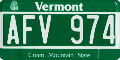 VT license plate AFV974